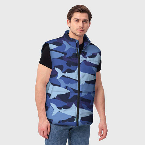 Мужской жилет Акулий камуфляж - паттерн / 3D-Черный – фото 3