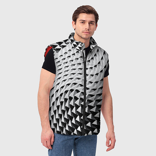 Мужской жилет Серебряная ребристая поверхность / 3D-Красный – фото 3
