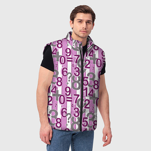 Мужской жилет Бело-розовый узор Арифметика / 3D-Черный – фото 3