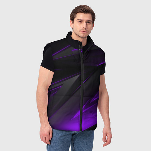 Мужской жилет Черно-фиолетовая геометрическая абстракция / 3D-Черный – фото 3