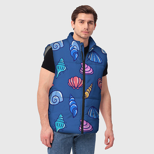 Мужской жилет Паттерн из морских раковин / 3D-Светло-серый – фото 3