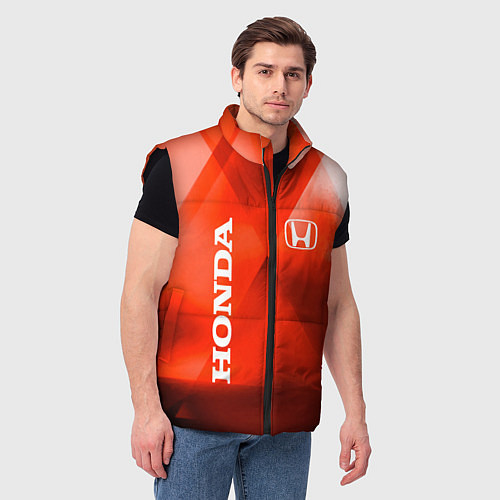 Мужской жилет Honda - красная абстракция / 3D-Черный – фото 3