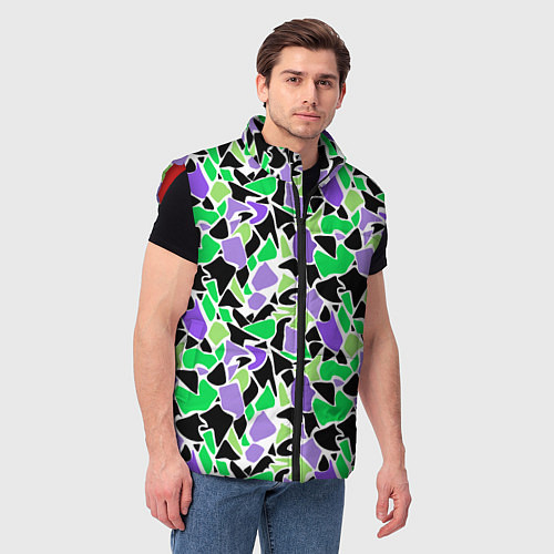 Мужской жилет Зелено-фиолетовый абстрактный узор / 3D-Красный – фото 3