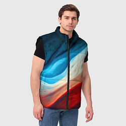 Мужской жилет Неоновые яркие волны, цвет: 3D-черный — фото 2