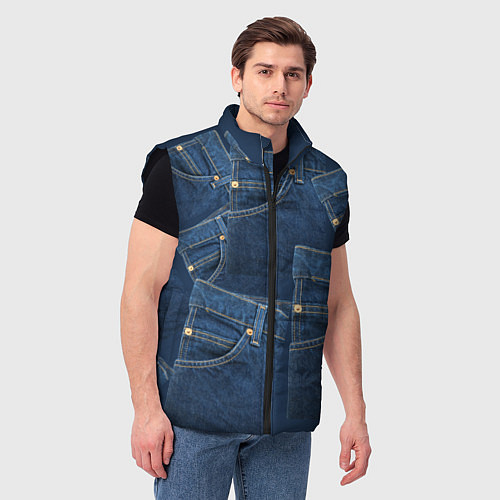 Мужской жилет Джинсовка jeans / 3D-Черный – фото 3