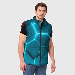 Мужской жилет Ледяные неоновые геометрические плиты, цвет: 3D-красный — фото 2