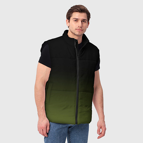 Мужской жилет Черный и хвойный зеленый градиент / 3D-Черный – фото 3