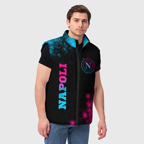 Мужской жилет Napoli - neon gradient: надпись, символ / 3D-Черный – фото 3