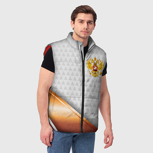 Мужской жилет Герб РФ с золотой вставкой / 3D-Красный – фото 3