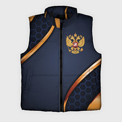 Мужской жилет Blue & gold герб России, цвет: 3D-черный