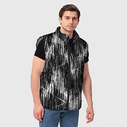 Мужской жилет Черно-белые штрихи, зигзаг, цвет: 3D-светло-серый — фото 2