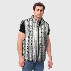 Мужской жилет Русские берёзки - роща, цвет: 3D-светло-серый — фото 2