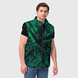 Мужской жилет Объёмные острые зелёные фигуры, цвет: 3D-черный — фото 2