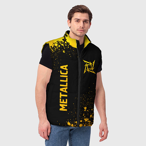 Мужской жилет Metallica - gold gradient: надпись, символ / 3D-Черный – фото 3