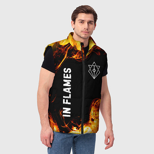 Мужской жилет In Flames и пылающий огонь / 3D-Черный – фото 3