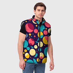 Мужской жилет Яркие позитивные кружочки, цвет: 3D-светло-серый — фото 2