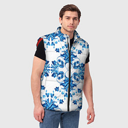 Мужской жилет Гжель узор, цвет: 3D-красный — фото 2