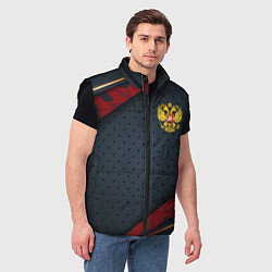 Мужской жилет Герб России черно-красный камуфляж, цвет: 3D-черный — фото 2