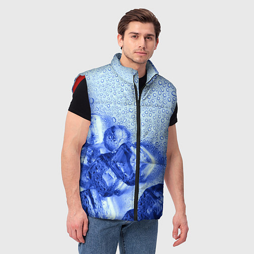 Мужской жилет Кубики льда и капли воды / 3D-Красный – фото 3