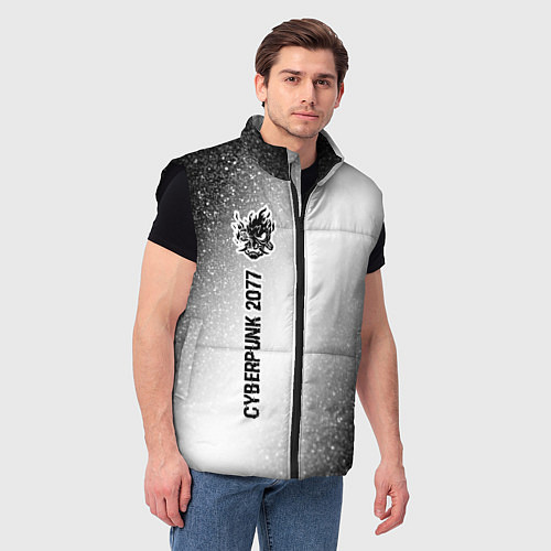 Мужской жилет Cyberpunk 2077 glitch на светлом фоне: по-вертикал / 3D-Черный – фото 3