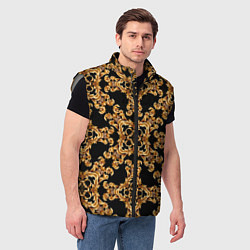 Мужской жилет Золотая гжель ретро цветы, цвет: 3D-светло-серый — фото 2