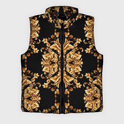 Мужской жилет Золотая гжель модные цветы, цвет: 3D-черный