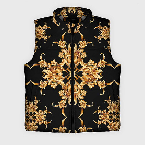 Мужской жилет Золотая гжель цветы / 3D-Светло-серый – фото 1