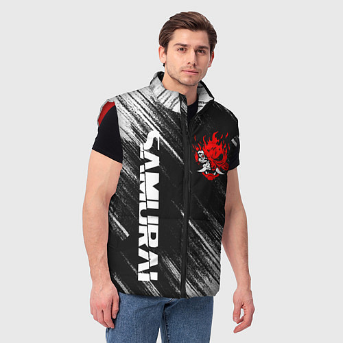 Мужской жилет Киберпанк - Потертости - Samurai / 3D-Красный – фото 3