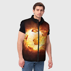 Мужской жилет Футбольный мяч огонь, цвет: 3D-черный — фото 2