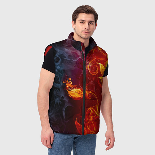 Мужской жилет Огненный цветок с дымом / 3D-Красный – фото 3