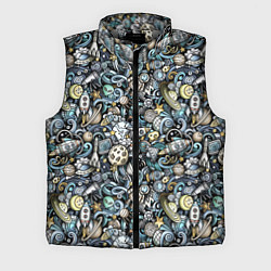 Мужской жилет Космонавт, ракета и планета, цвет: 3D-светло-серый