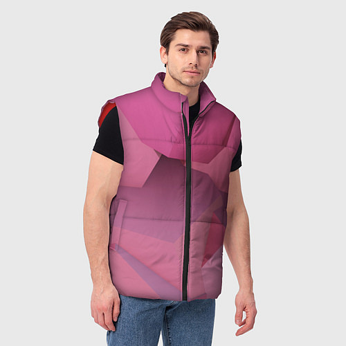 Мужской жилет Розовые геометрические фигуры / 3D-Красный – фото 3