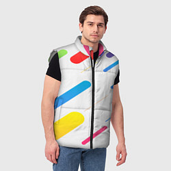 Мужской жилет Разноцветные круги и полосы, цвет: 3D-светло-серый — фото 2