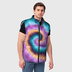 Мужской жилет Сине-фиолетовый тай дай, цвет: 3D-светло-серый — фото 2