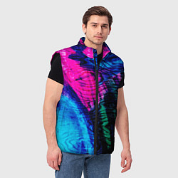 Мужской жилет Неоновые краски - абстракция, цвет: 3D-черный — фото 2