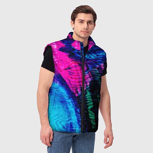 Мужской жилет Неоновые краски - абстракция / 3D-Черный – фото 3