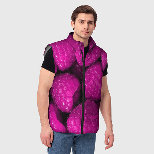 Мужской жилет Ягоды малины / 3D-Светло-серый – фото 3