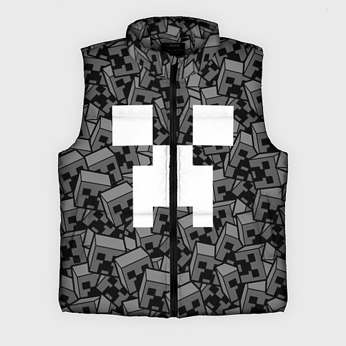 Мужской жилет Головы криперов - Майнкрафт - ЧБ / 3D-Светло-серый – фото 1