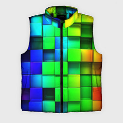 Мужской жилет Цветные неоновые кубы, цвет: 3D-черный