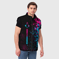 Мужской жилет Assassins Creed - neon gradient: по-вертикали, цвет: 3D-черный — фото 2