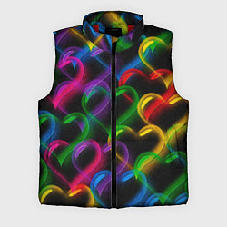 Мужской жилет Граффити - неоновые сердца, цвет: 3D-красный