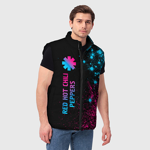 Мужской жилет Red Hot Chili Peppers - neon gradient: по-вертикал / 3D-Черный – фото 3