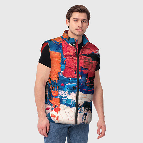 Мужской жилет Текстура из красок / 3D-Красный – фото 3