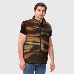 Мужской жилет Тёмно-золотые нановолны, цвет: 3D-красный — фото 2