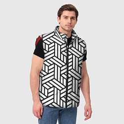 Мужской жилет Чёрно-белый завивающийся паттерн, цвет: 3D-красный — фото 2