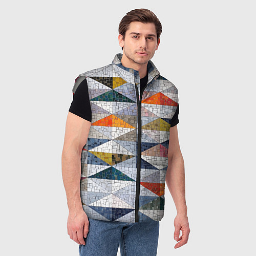 Мужской жилет Каменный разноцветный паттерн / 3D-Светло-серый – фото 3
