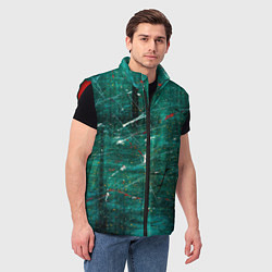 Мужской жилет Светло-зелёный туман, краски и царапины, цвет: 3D-красный — фото 2