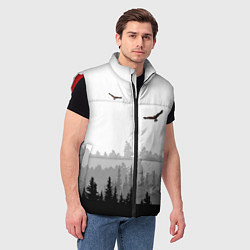 Мужской жилет Птицы над лесом, цвет: 3D-красный — фото 2