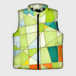 Мужской жилет Абстрактный салатовый стеклянный паттерн, цвет: 3D-черный