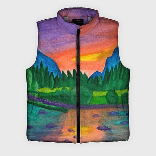 Мужской жилет Закат на реке / 3D-Светло-серый – фото 1